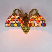 retro creative bohemian corridor double headed wall lamp american style creative colored glass restaurant glass lamp