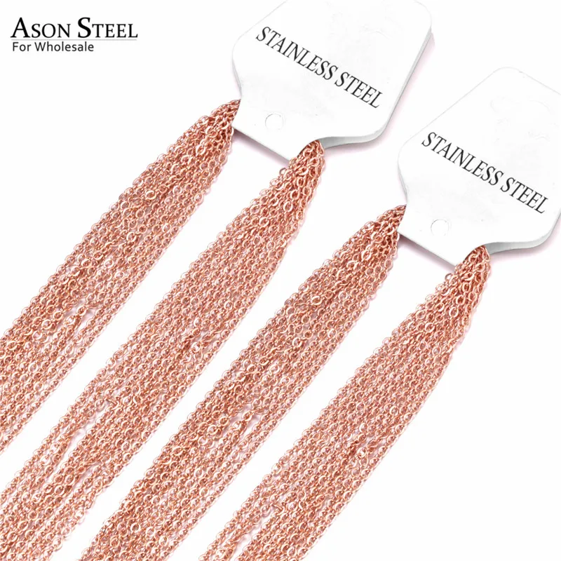 Rose Gold ASONSTEEL, 10 шт./партия, женское и мужское ожерелье, цепочка для изготовления ювелирных изделий, длинная розовая золотая, серебряная цепочка, ожерелье s без кулона - Окраска металла: Rose Gold