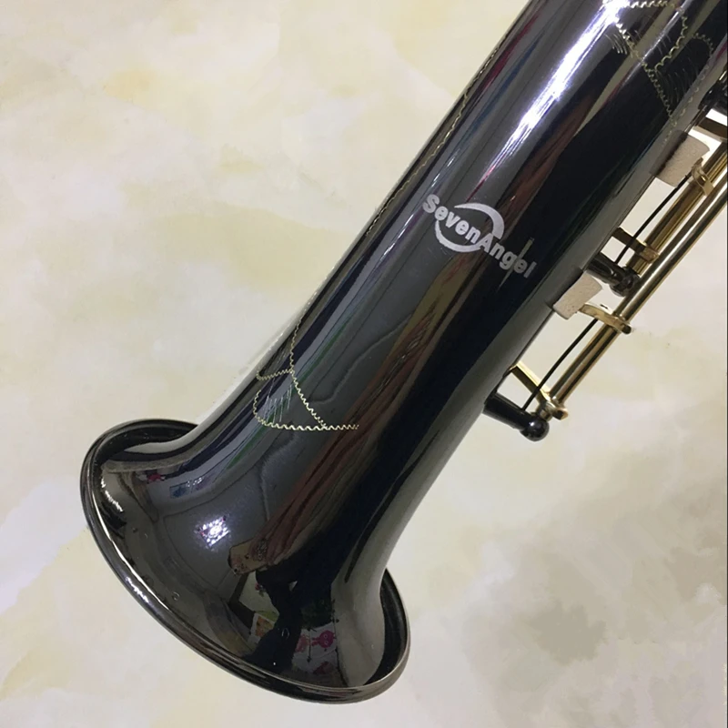 Черный SevenAngel сопрано саксофон R54 прямой саксофон B плоский Saxofone профессиональные музыкальные инструменты черный никель золото Прямая поставка - Цвет: Черный
