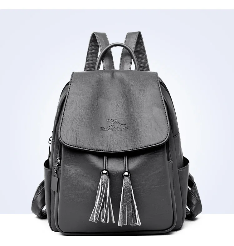 Модный женский рюкзак Mochilas из овечьей кожи с кисточками, Женская дорожная сумка, рюкзаки, школьные рюкзаки для девочек-подростков