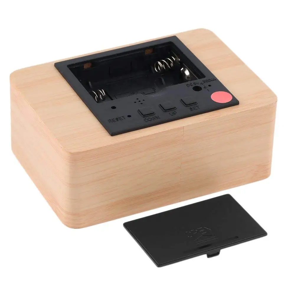 

New Arrival Modern Wooden Wood USB/AAA Digital LED Alarm Clock Calendar Thermometer