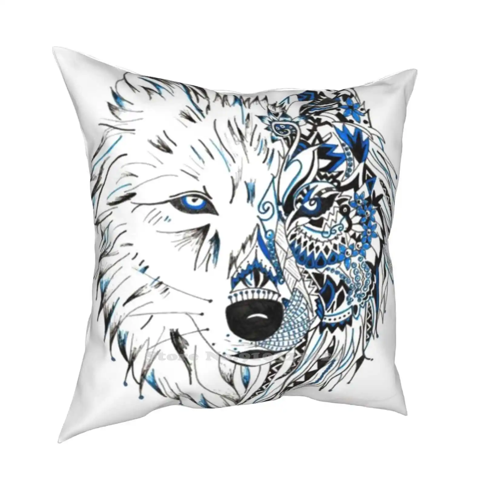 Дизайнерская наволочка с волком для спальни и офиса изображением волка Зайда Инь