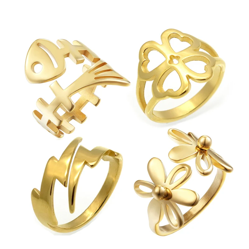 

Женское кольцо из нержавеющей стали, Золотое кольцо с маргариткой, в виде цветка ромашки, кольца с костями, Размер 6 7 8 9