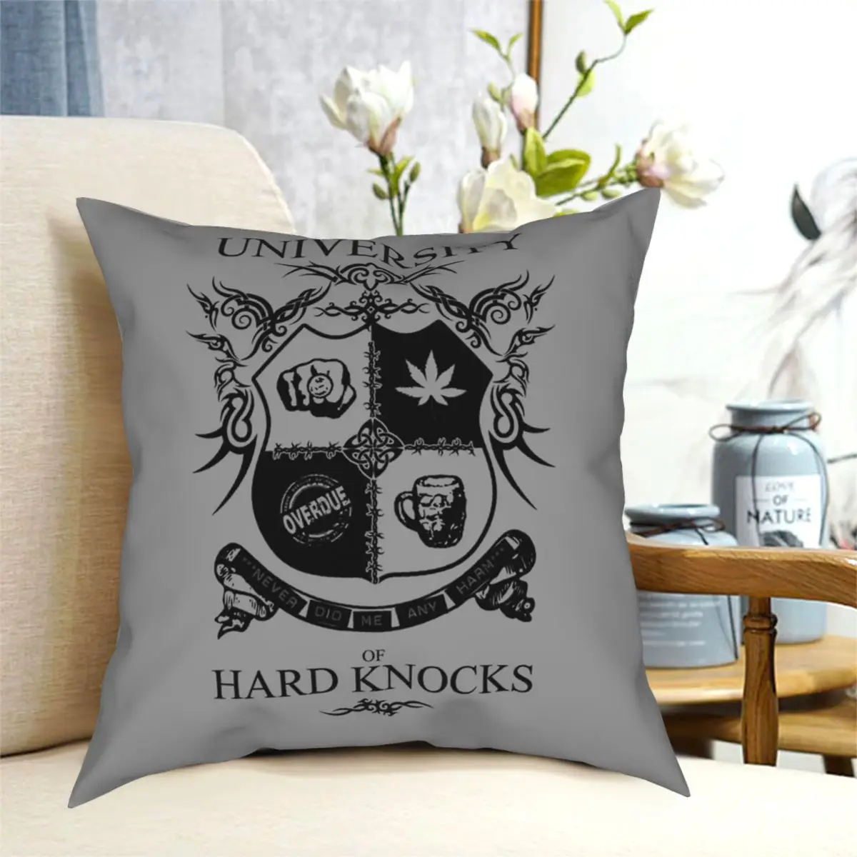 

Квадратная подушка University Of Hard Knocks, чехол из полиэстера, Декоративная Подушка на молнии, чехол для телефона, 18 дюймов