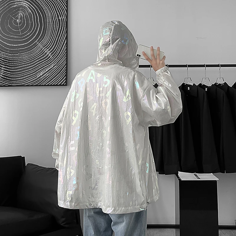 

2021 Jacket Summer Sun-protective Reflective Colorful Hooded Youth Streetwear Mens Clothes Tidal Current Fashion New Arrivals