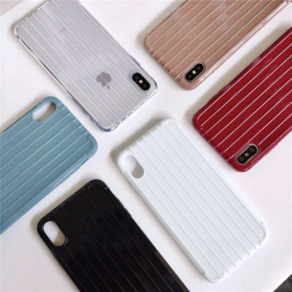 Suitable for Apple Iphone 11 Pro Max 6 7 8 6s plus X Xs XR soft solid color trolley case style anti-fall silicone phone | Мобильные