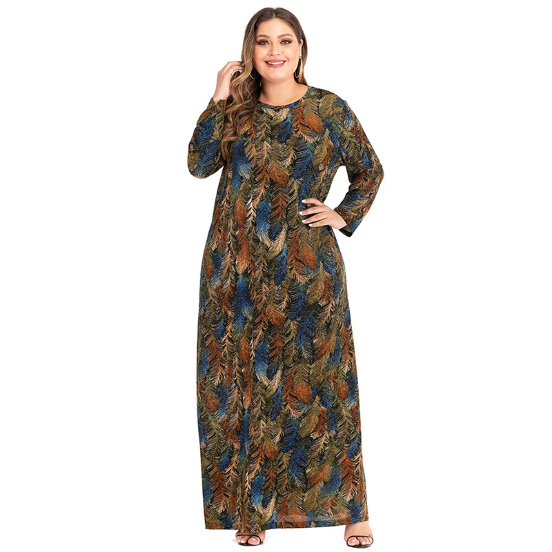 Женское платье макси Siskakia длинное свободного размера плюс с круглым вырезом и