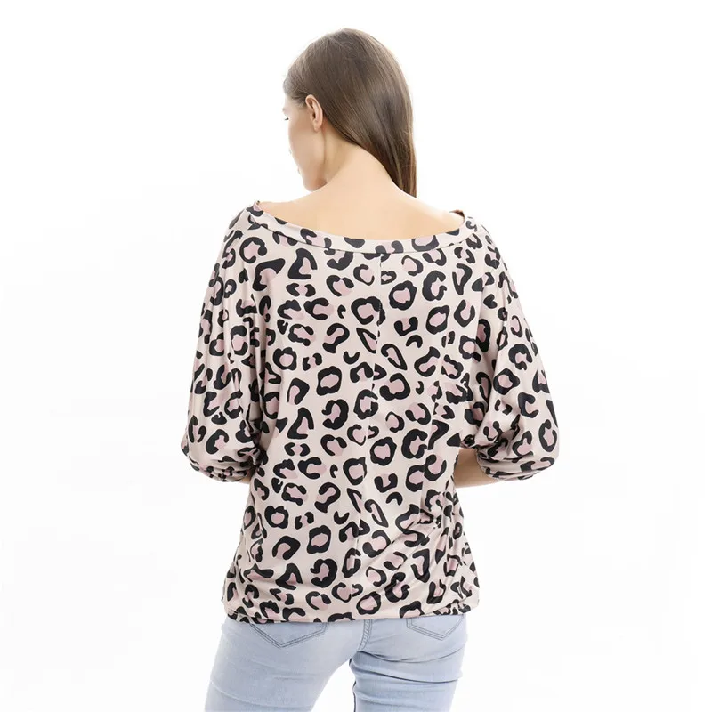 

New Harajuku Leopard V-neck T-shirt Half-sleeved Loose Tshirts Fashion Casual T-shirts Loose Tee Shirt Camiseta Feminina