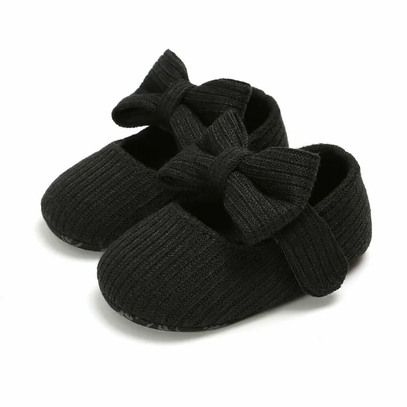 

Winter Toddler Baby Girl Princess Bowknot Shoes Knitted Crib Soft Sole Sneaker First Walkers