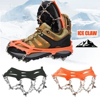 1 pair 13 teeth anti slip outdoor climbing crampons winter ice snow over shoes cover gripper spike cleats with storage bag