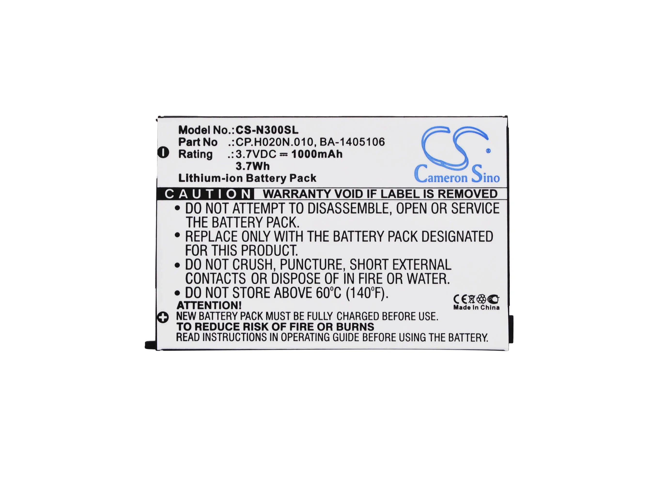 Cameron Sino PDA/Карманный Аккумулятор для ПК подходит Socketmobile Somo 650 ( P/N BA 1405106 CP.H020N.010 HC1601