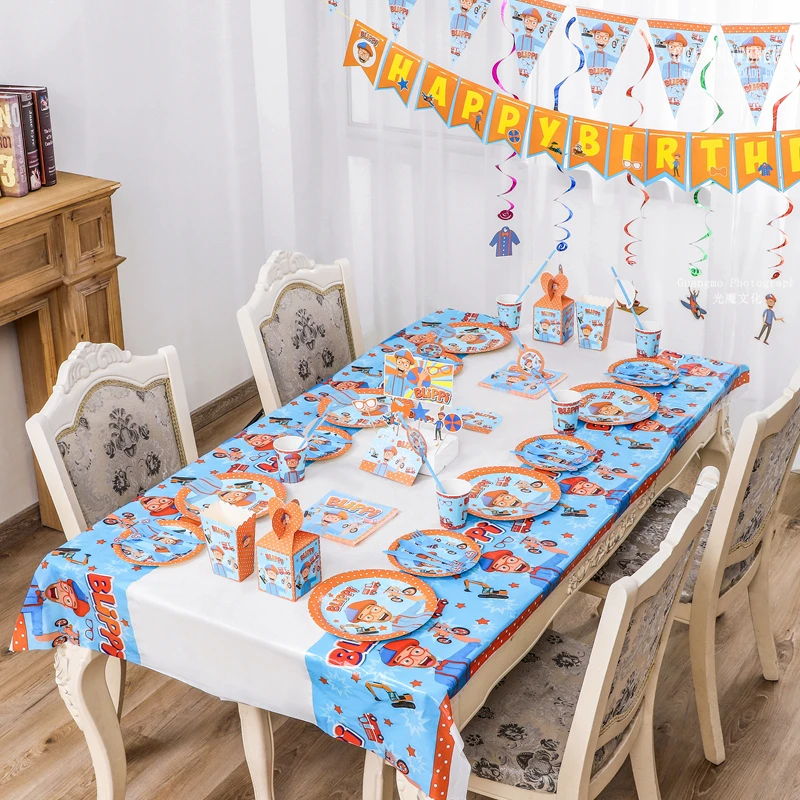 

Blippi English Teacher Theme Party Decoration Birthday Party Supplies Set Paper Cups Plates Gift Bags Napkins Kids Toys Boy Baby