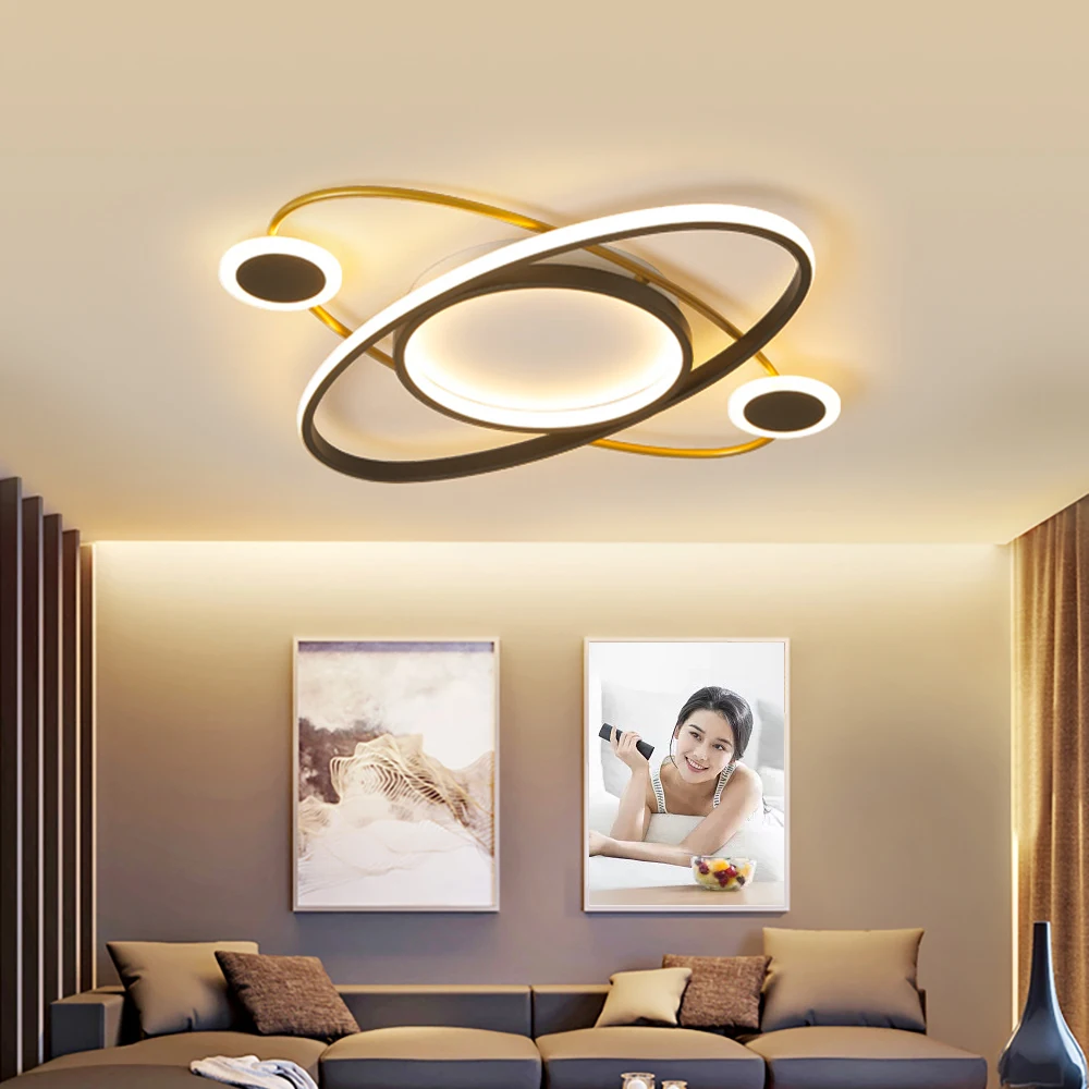 

2021 Nordic bedroom light luxury creative personality ceiling lamp post modern simple planet led master bedroom lamp