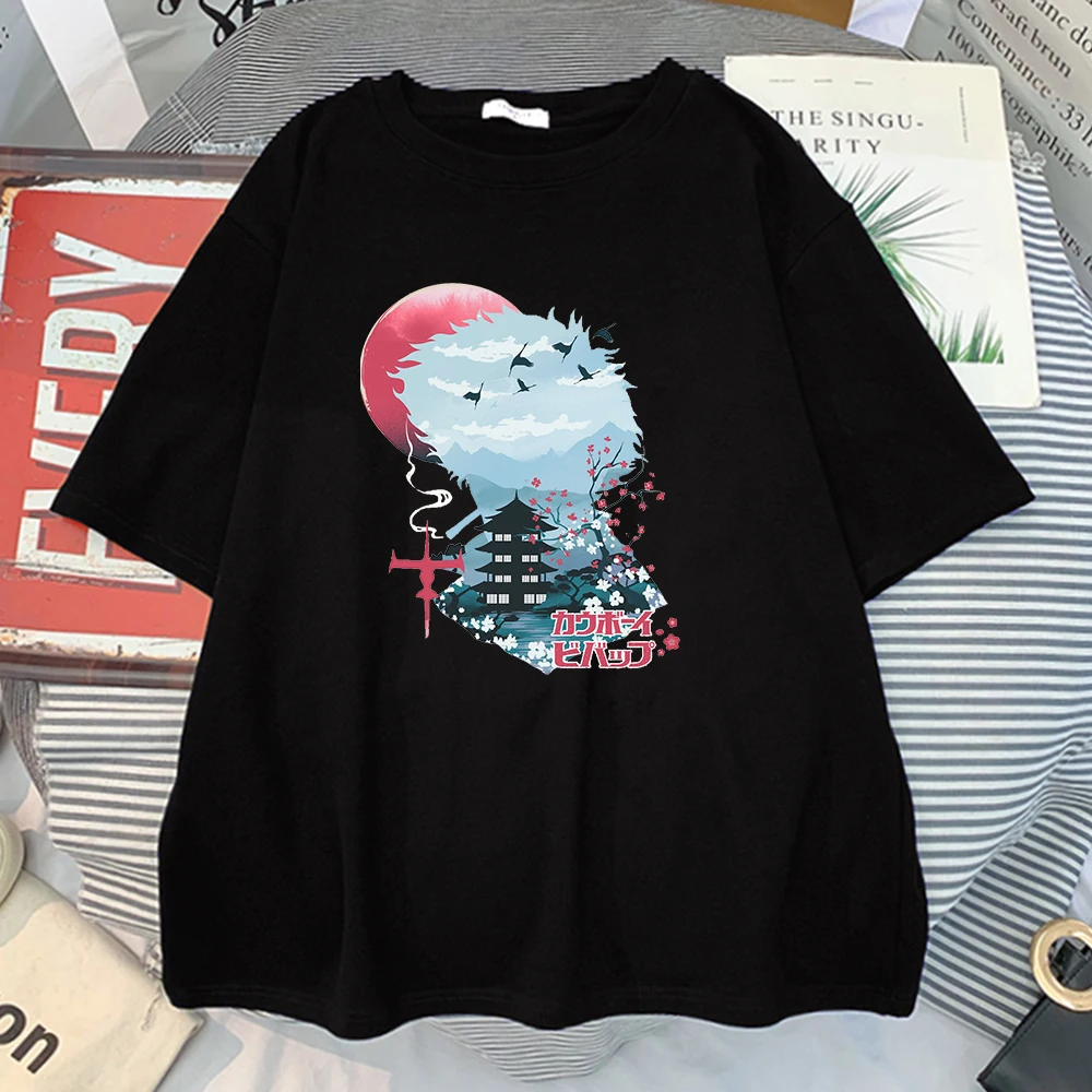 

Japanese Cartoon Style Printing Tshirt Womens Street Casual Clothing Simplicity Oversized Tshirts Vintage Casual Womans T Shirt