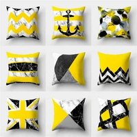 yellow black striped plaid pillow case polyester 18 home sofa room decor waist cushion throw cover