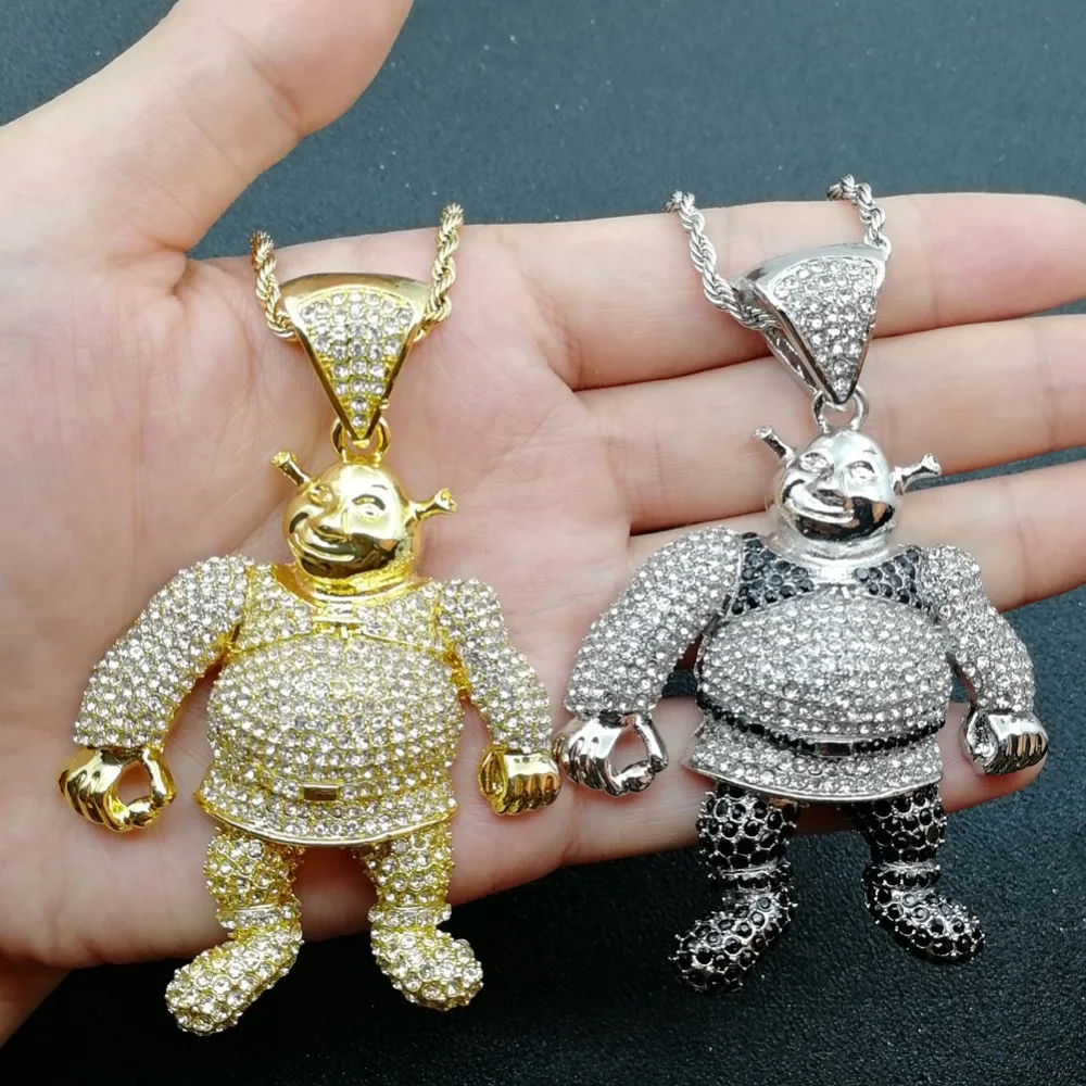 2 цвета Bling Iced Out большой размер мультфильм кулон с изображением из фильма хип хоп ожерелье ювелирные изделия 30 дюймов Франко цепи N638