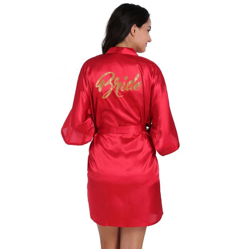 Wedding Date Name Bathrobe Faux Silk Bridal Robe Bride Bridesmaid Wedding Robes Woman Bachelorette Preparewear