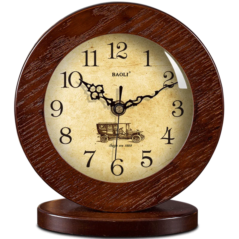 

Living Room European Wood Table Clock Home Decoration Mute Modern Living Room Bedroom Desk Clock Office Desktop Clock Gift WF