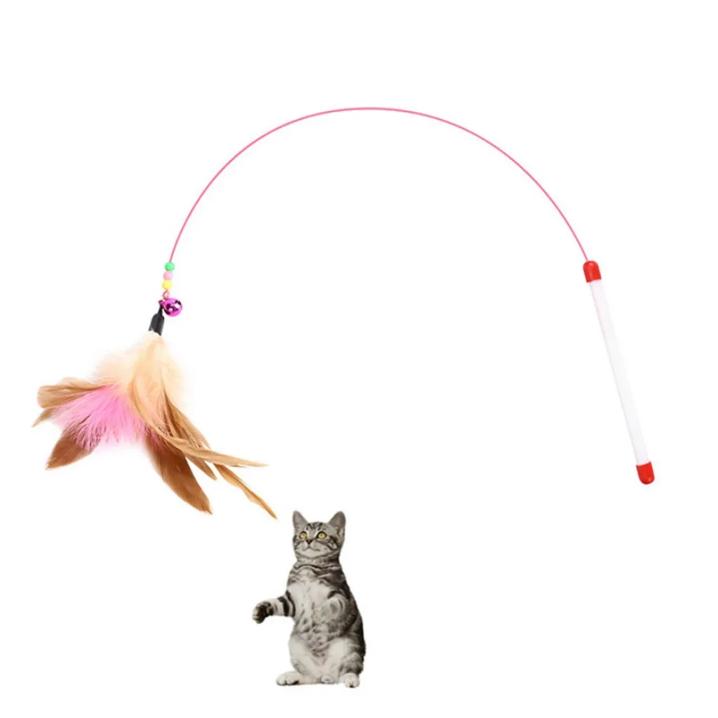 Веселая кошка перо свисающий колокольчик палочка Дразнилка игрушка для домашних