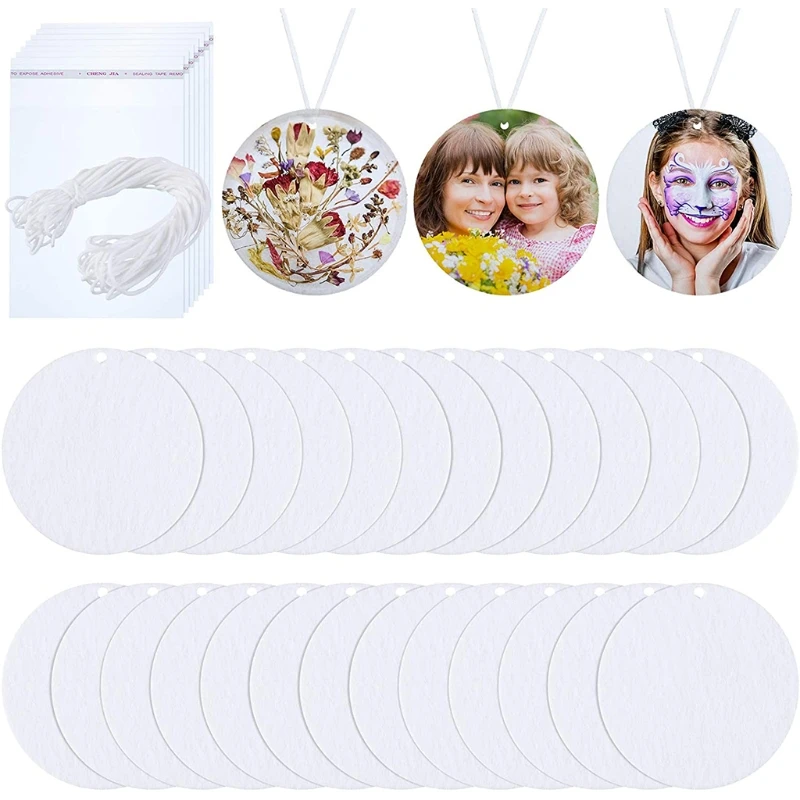 

100 Pieces Sublimation Air Freshener Blanks DIY Air Freshener Scented Sheets Blank Car Pressed Felt Blanks