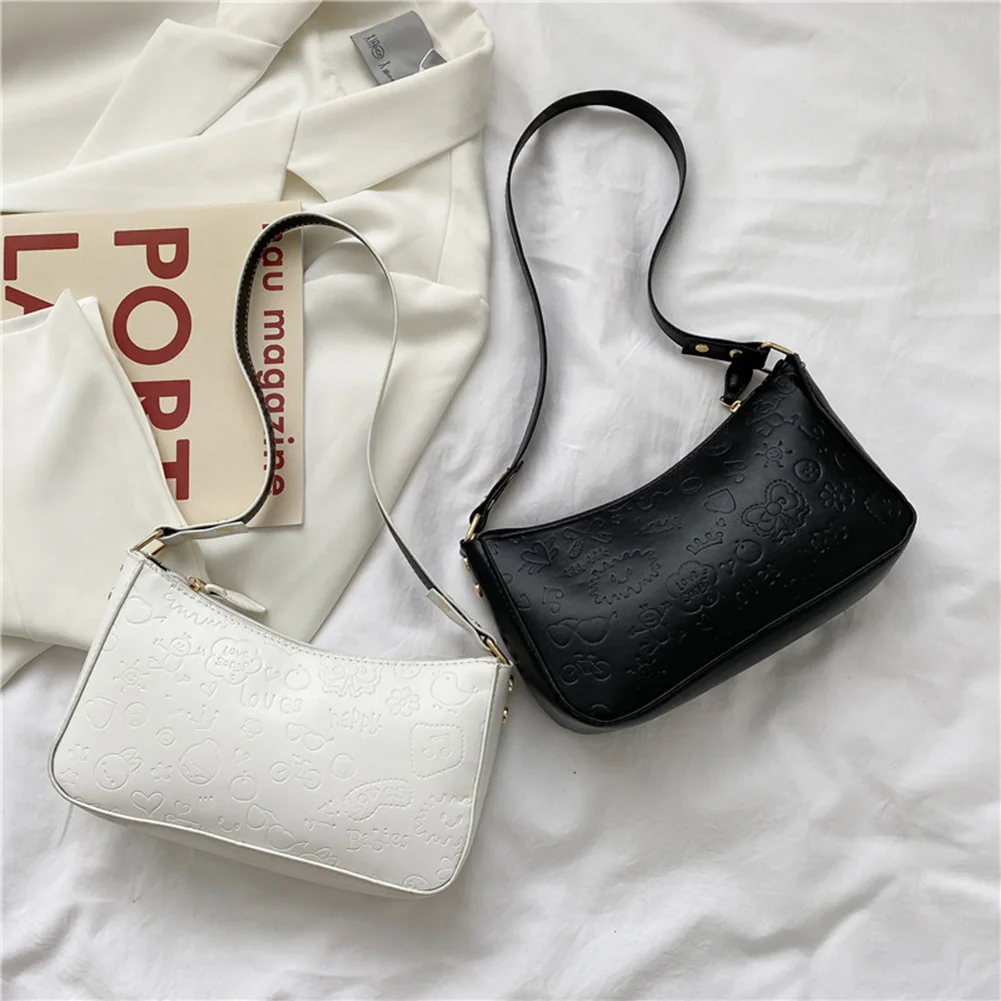 

Women Vintage PU Leather Shoulder Underarm Evening Bag Designer Cartoon Embossing Hobos Handbag