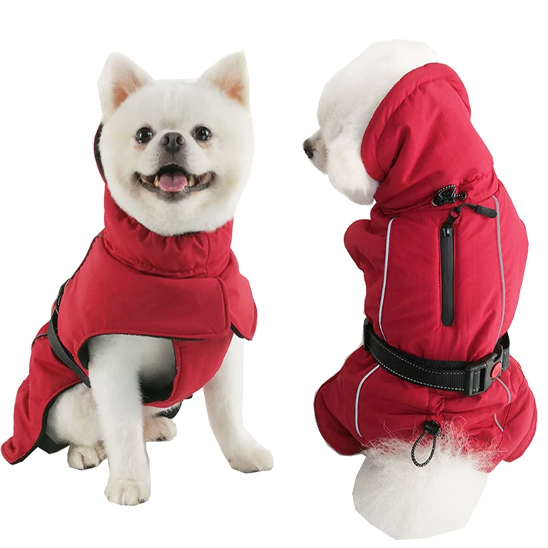 Зимние комбинезоны для собак теплые Светоотражающие пальто лыжная куртка