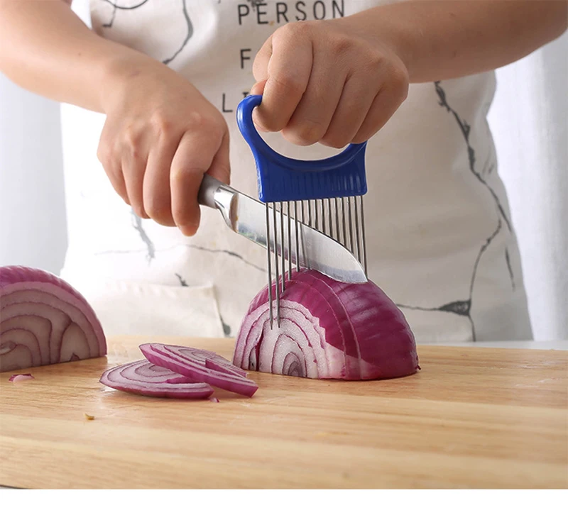 Нержавеющая сталь резчик лука вилка для фрукты овощи Slicer Резак томатов Ножи