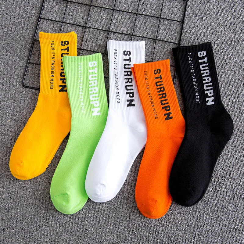 5 Pairs Letter Vintage Patterned Harajuku Socks Fashion Funny Skateboard Cool Socks For Female Casual Cotton Short Hipster Sox