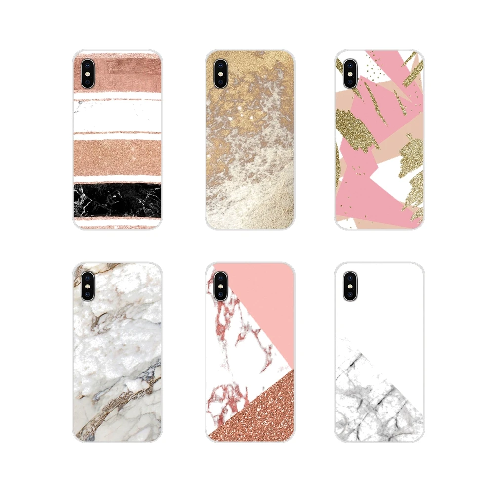 Гладкий Чехол из силикона чехол цвета розового золота Современные Мраморные