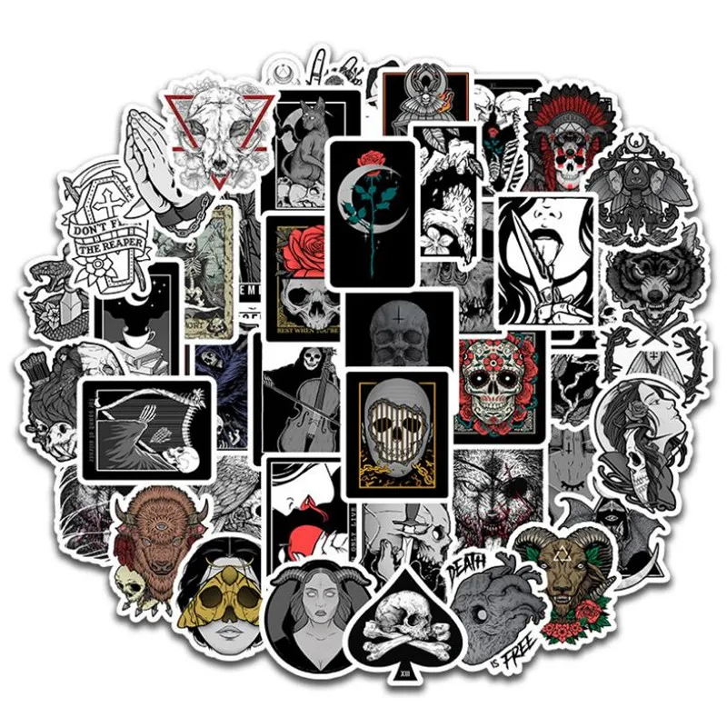 

10/30/50PCS Gothic Style Dark Skull Head Waterproof Computer Digital Camera Mobile Phone Graffiti Helmet Stickers Wholesale