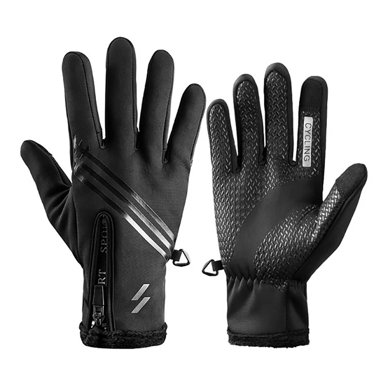

Outdoor Windstopper Cycling Gloves Men Sports Riding Waterproof Glove Touch Screen Black Full Finger Anti-slip Motorcycle Glove