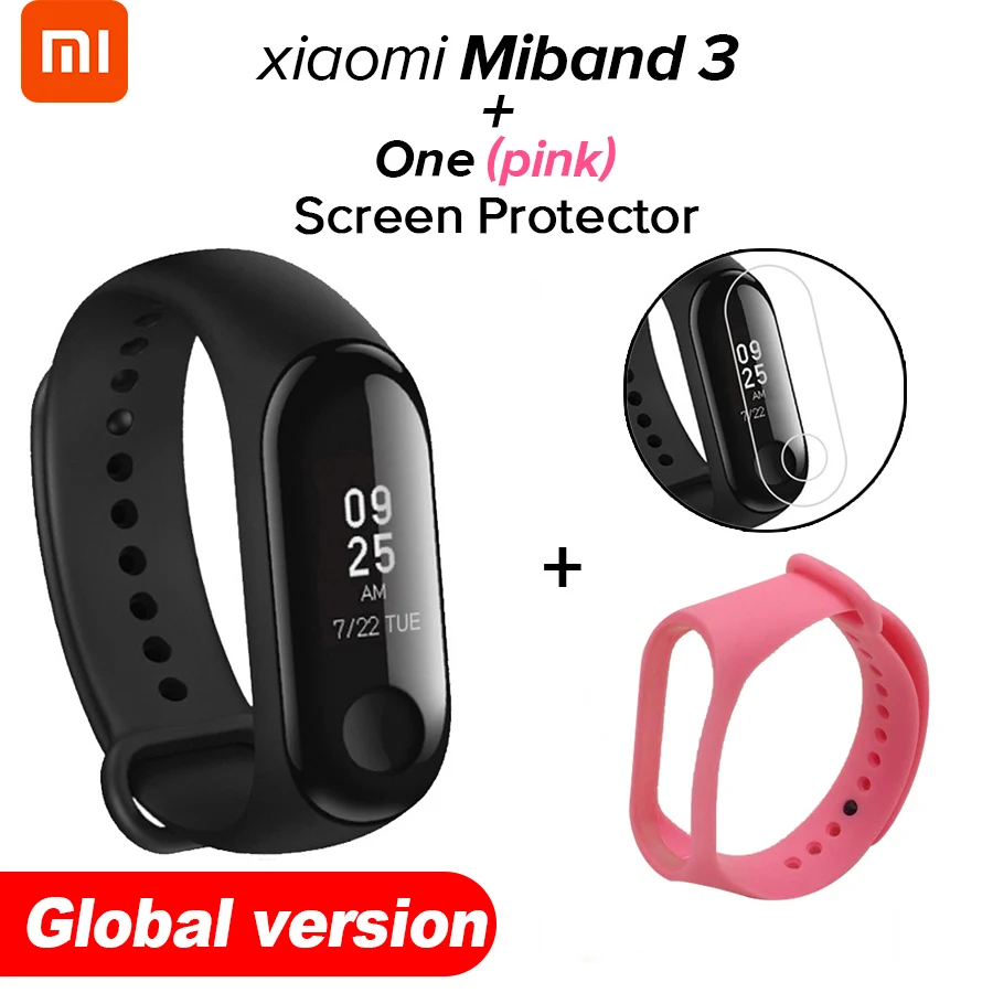 GB Pink N Film Xiao mi Band 3 mi band 3 фитнес-трекер пульсометр 0,78 ''OLED дисплей Bluetooth 4,2 для Android IOS - Цвет: GB Pink N Film