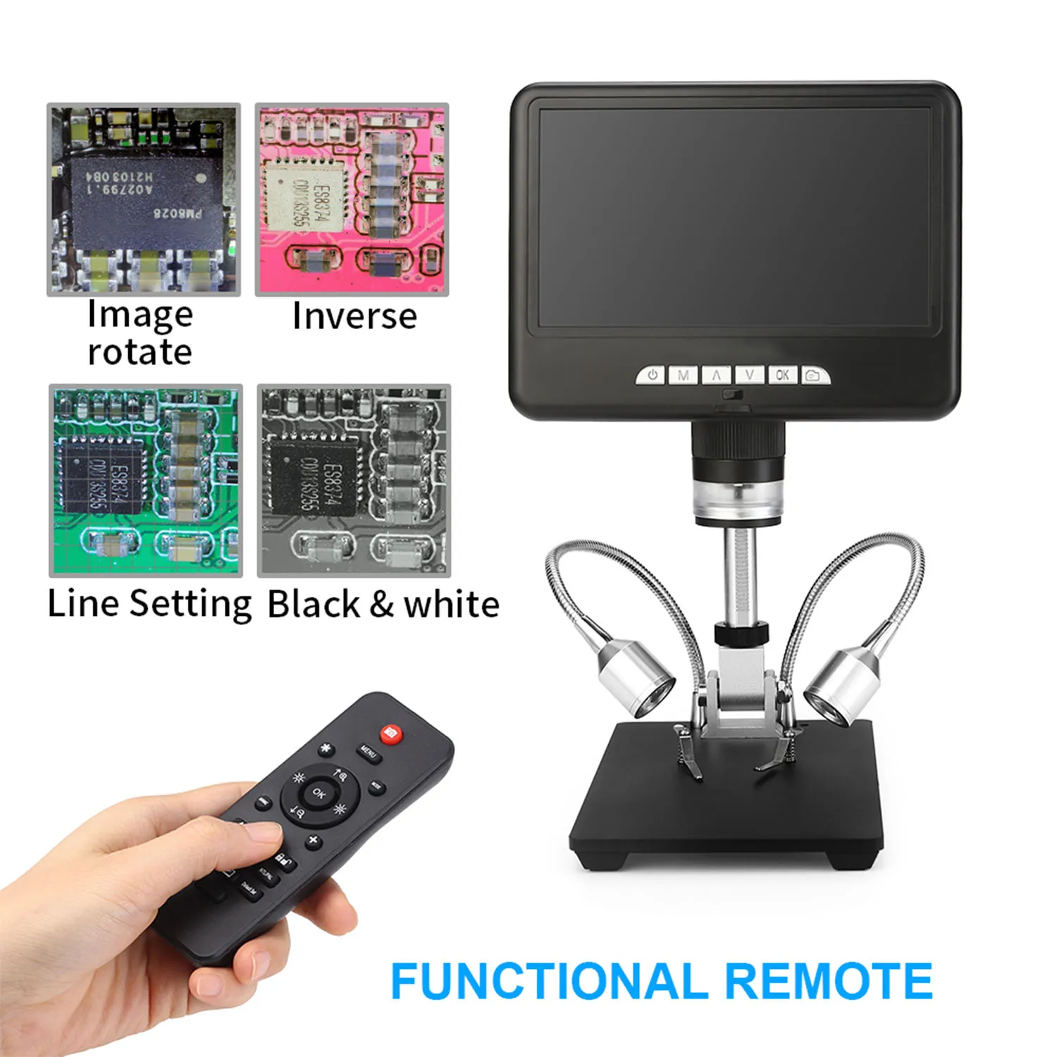 7-inch LCD Large Screen Digital Microscope 1080P 100X Magnification HD Video Record Image Capture Remote Control | Инструменты