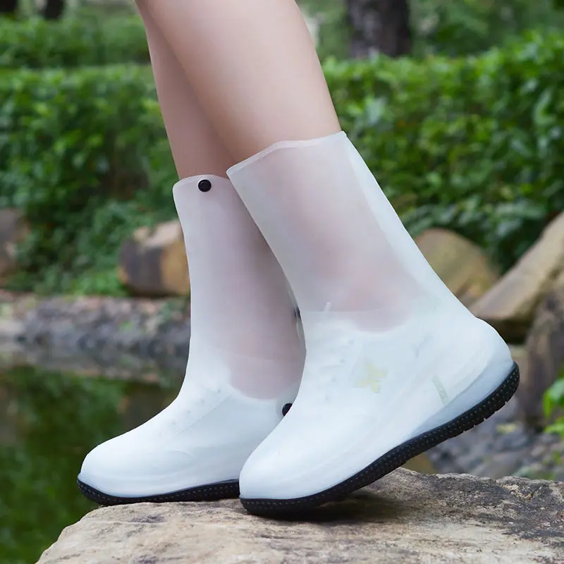 

2021 высокие белые дождевики для мужчин и женщин, фиолетовые галоши для обуви, прозрачные защитные водонепроницаемые чехлы для обуви