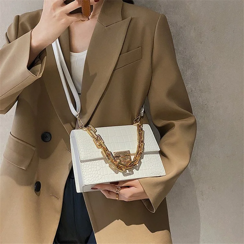 

Female Small Luxury Brand Thick Chain Crossbody Bags For Women High Quality Ladies Handbags Shoulder 2021 Summer Pu Leather Bags