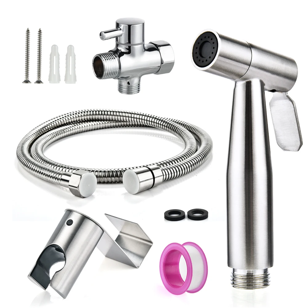 

Handheld Toilet Bidet Stainless Steel Bathroom Toilet Brushed Bidet Sprayer for Bathroom Self Cleaning Shower Head