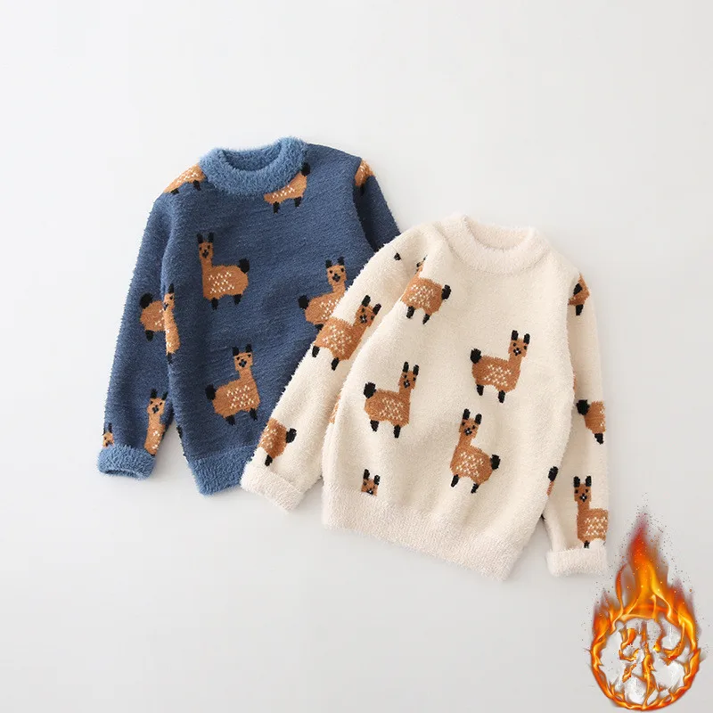 

Детская одежда, зимние теплые свитера для маленьких мальчиков, детский бархатный утепленный свитер с мультяшным рисунком, повседневный пул...