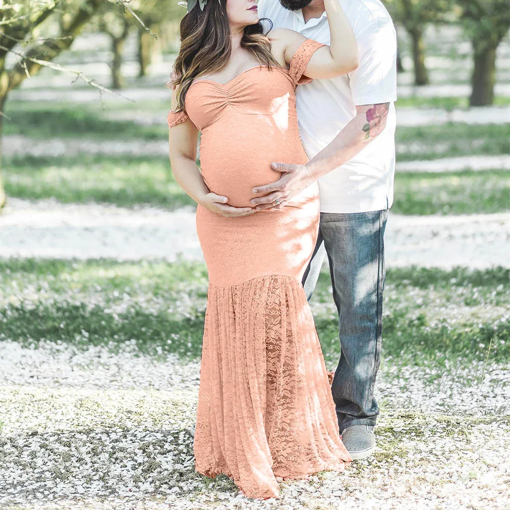 Новинка Элегантное кружевное платье для беременных Реквизит фотосессии Длинные