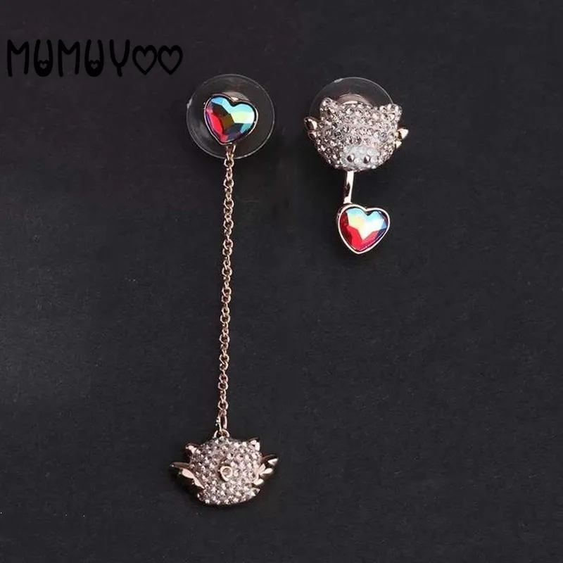 

SWA Fashion Jewelry High Quality Charm Cute Pig Love Crystal Asymmetric Female Earrings Female Jewelry For Women