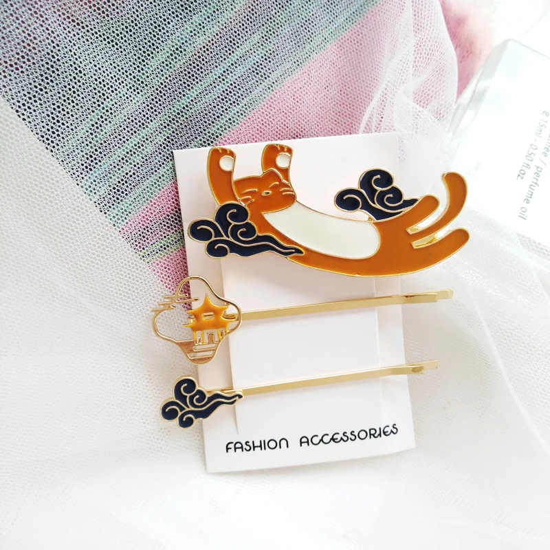 Заколки для волос Timlee H016 заколки из сплава с кошачьими облаками и ласточками