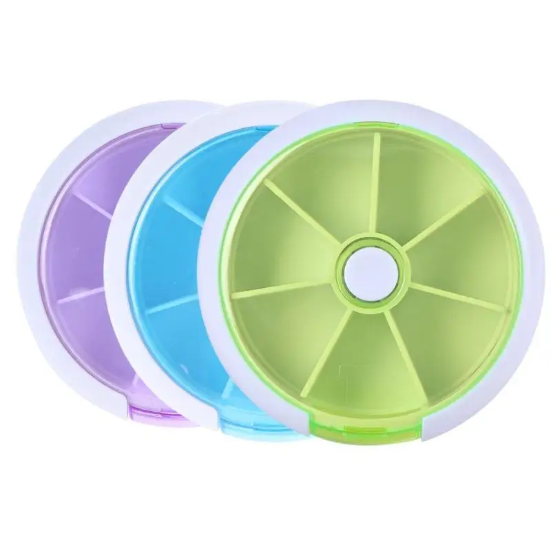 7 дней в неделю Круглый Портативный чехол для таблеток органайзер хранения