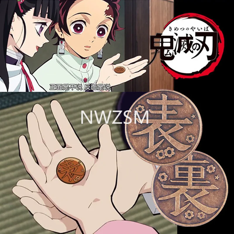 

Anime Demon Slayer Kimetsu No Yaiba Tsuyuri Kanao Kochou Shinobu Collection Alloy Metal Coin Cosplay Props Coins