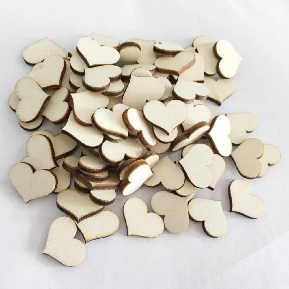 100 шт деревянные пуговицы в форме сердца разные размеры Деревенское шитье