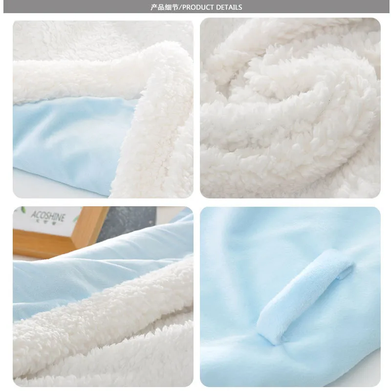 

Baby Blanket New Brand Thicken Layer Coral Fleece Infant Swaddle Envelope Stroller Wrap For Newborn Baby Bedding Blankets