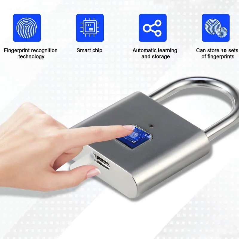 Бесключевой USB Перезаряжаемый дверной замок со сканером отпечатков пальцев