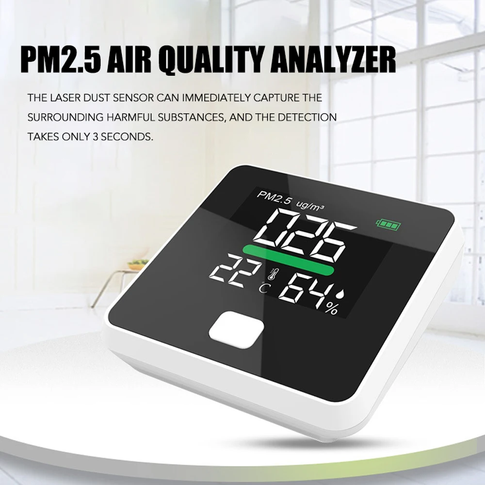 

Portable PM2.5 CO2 Detector Gas Analyzer Air Quality Monitor Digital Temperature Humidity Meter Gas Detector With LED Display