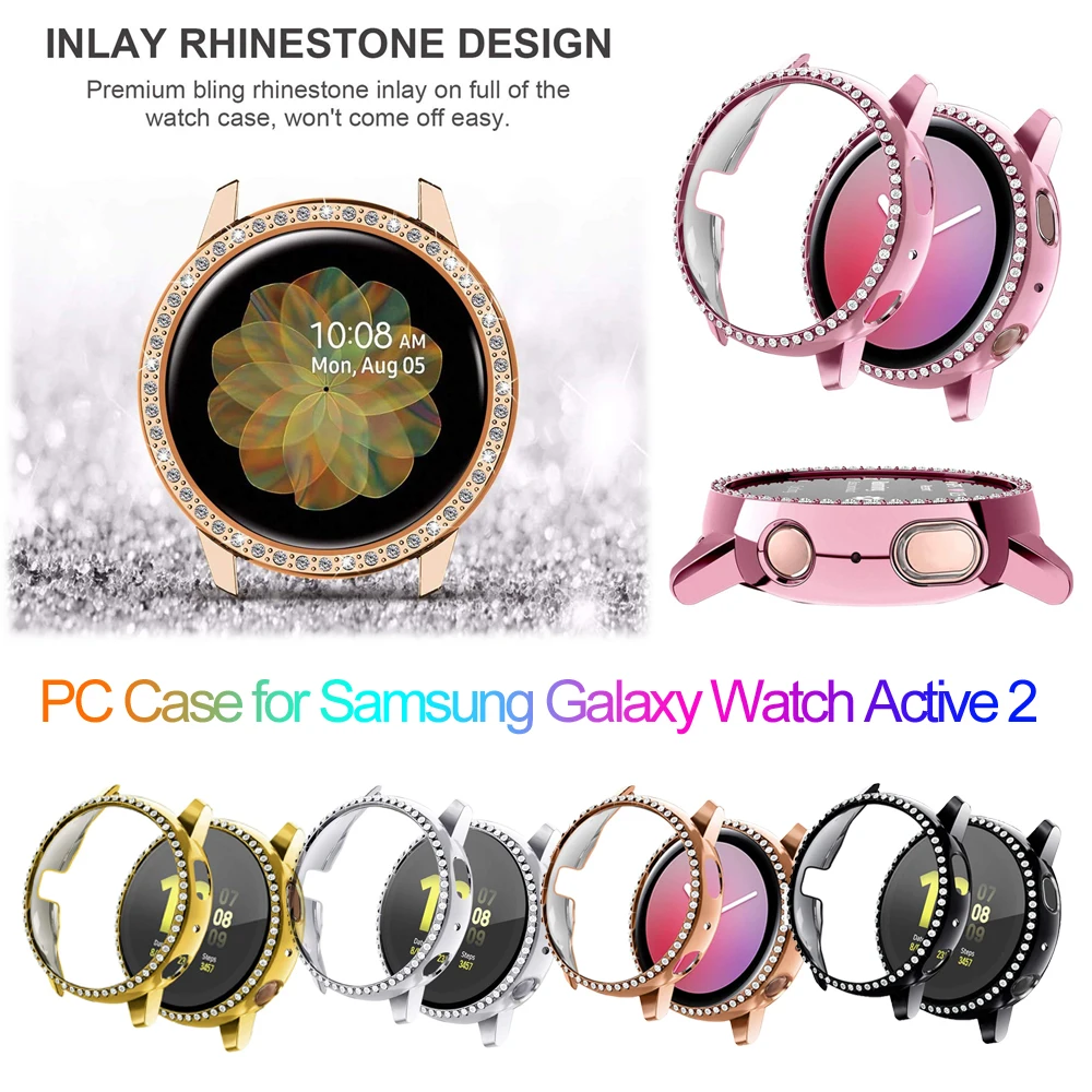 Bling Diamond Hard PC Watch Case Bumper Frame Full Cover Protector Shell Skin For Samsung Galaxy Active 2 40mm 44mm | Наручные часы