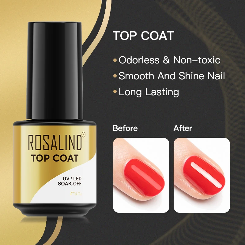 

ROSALIND 7ml Gel Polish Top Coat Soak Off Nail Art Decorations Need UV/LED Lamp