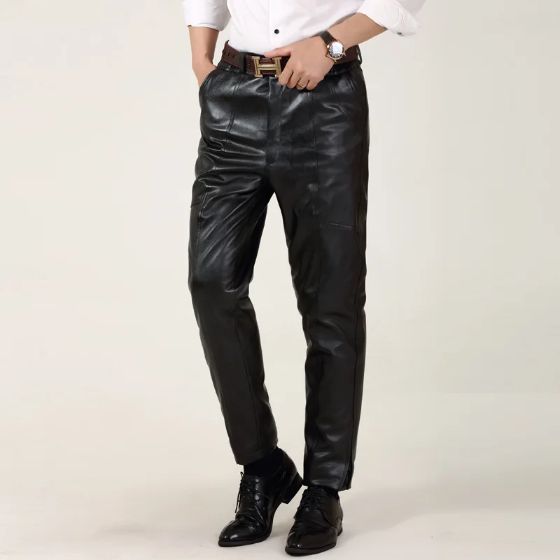 Men's Leather Pants Plus Size Plus Velvet Thick Casual Pants Factory Direct Sales Dropshipping 2022 New Men Pants