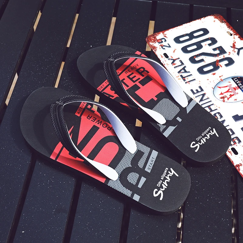 Летние Тапочки с принтом граффити Мужская обувь Вьетнамки Мужские шлепанцы в